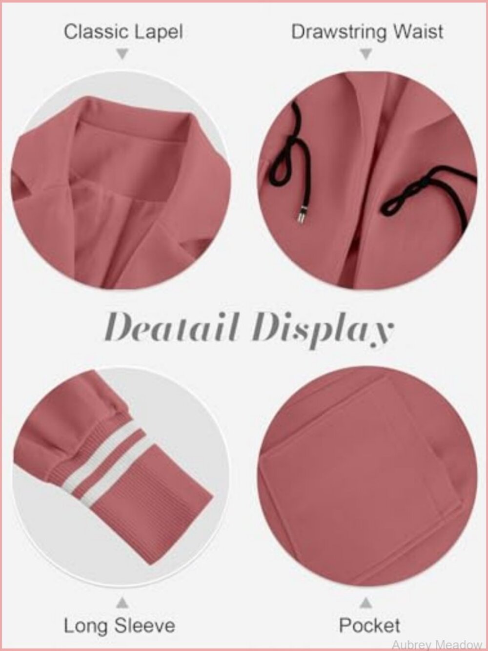 Casual Drawstring Waist Open Front Classic Lapel Overcoat - Picture 4 of 5